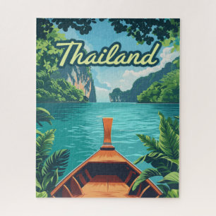 Thailand Tropical Island Long Tail Boat Vintage  Jigsaw Puzzle