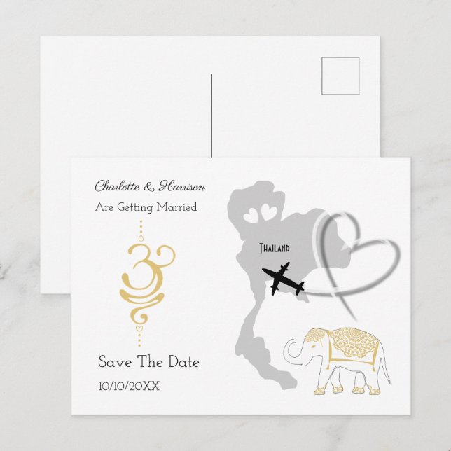 Thailand Tropical Wedding Destination Announcement Postcard (Front/Back)