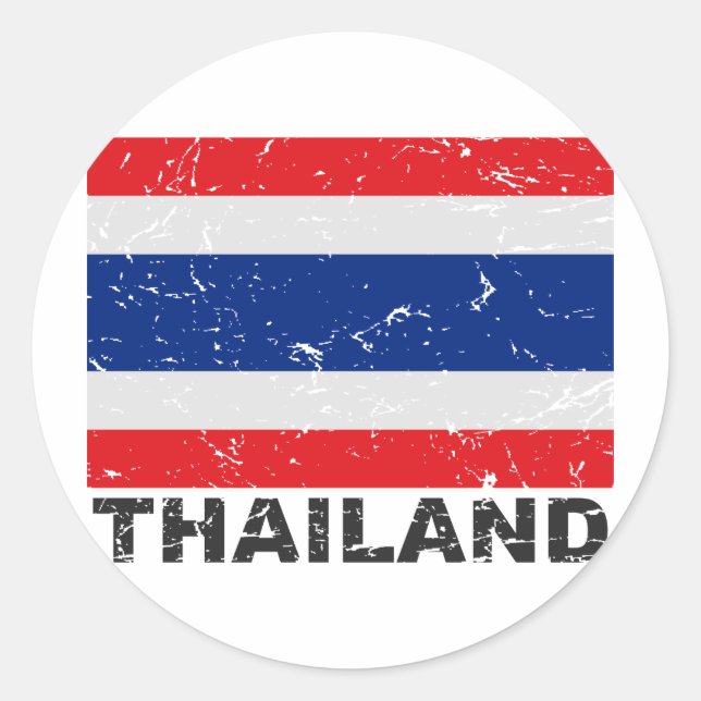 Thailand Vintage Flag Classic Round Sticker (Front)