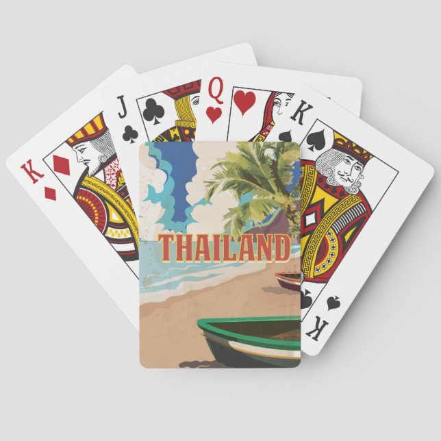 Thailand Vintage Travel Poster Playing Cards (Back)