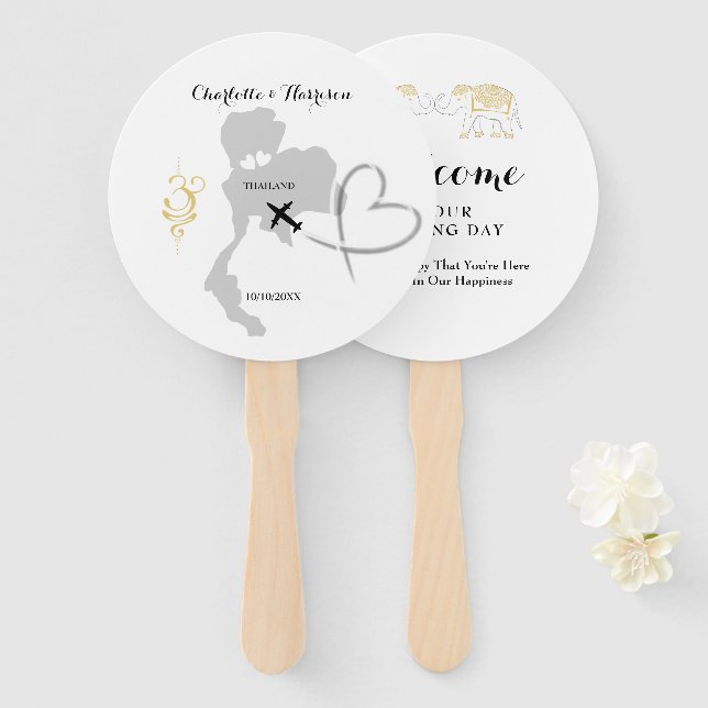 Thailand Wedding Destination Hand Fan (Front and Back)