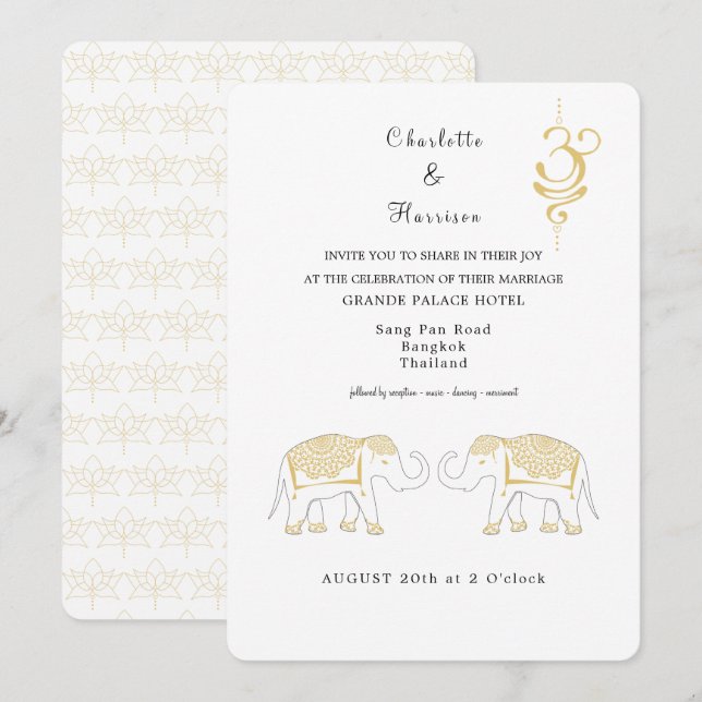 Thailand Wedding Destination Invitation (Front/Back)