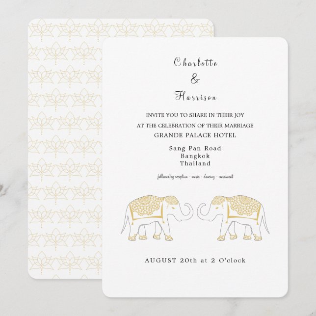 Thailand Wedding Destination Invitation (Front/Back)