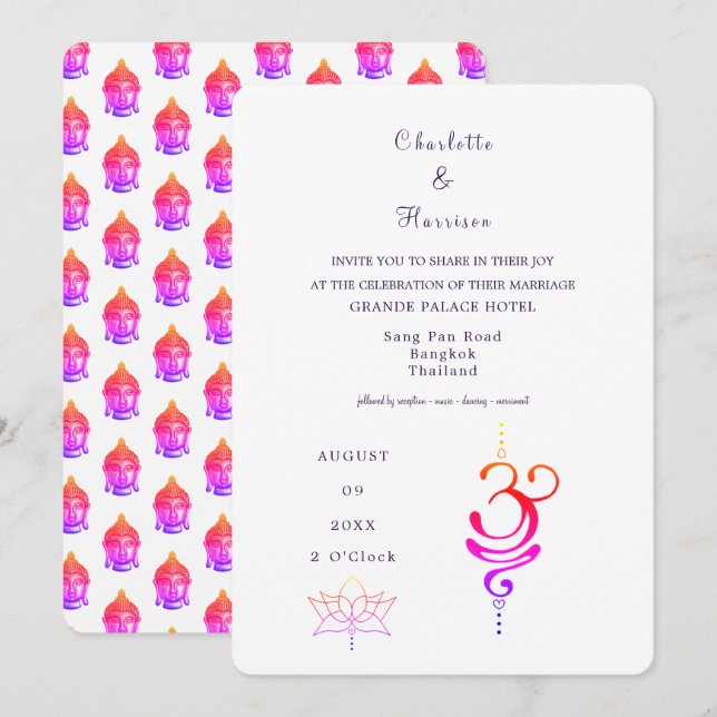 Thailand Wedding Destination Invitation (Front/Back)