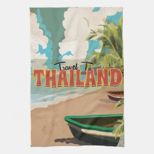 Thailand Wedding Travel poster Tea Towel