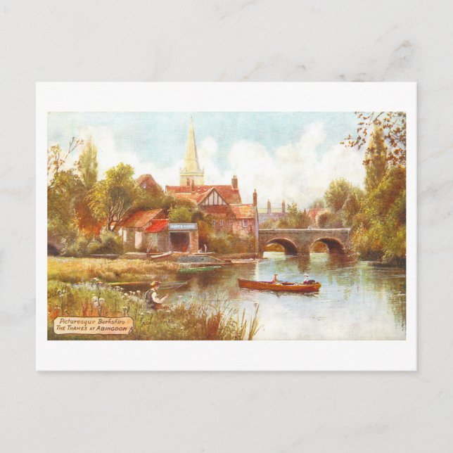 Thames at Abingdon Vintage Postcard (Front)