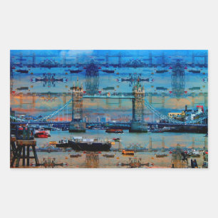 Thames Memories of Tower Bridge, London England Rectangular Sticker