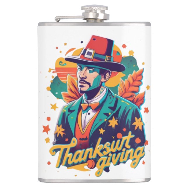Thancksgiving Flask, Funny Flask, Thanksgiving Dri Hip Flask (Front)
