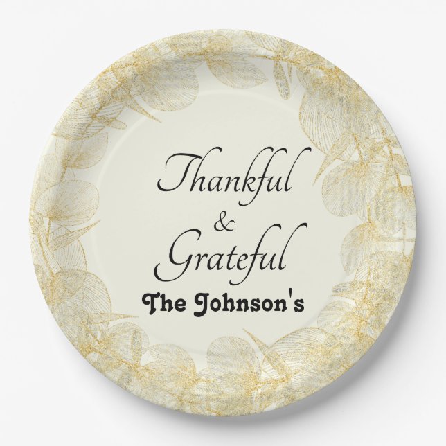 Thanful & Grateful Fall Celebration Dinner Party  Paper Plate (Front)