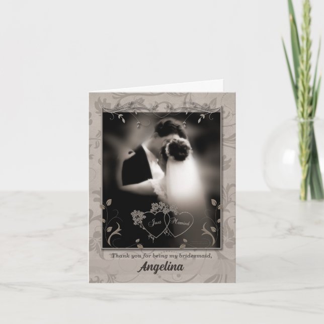 Thank a Bridesmaid Wedding Thank You Card (Front)