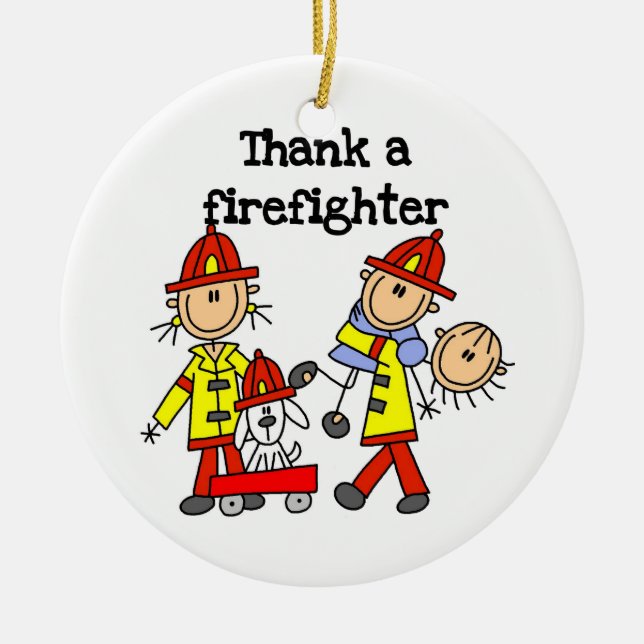 Thank a Firefighter T-shirts and Gifts Ceramic Tree Decoration (Front)