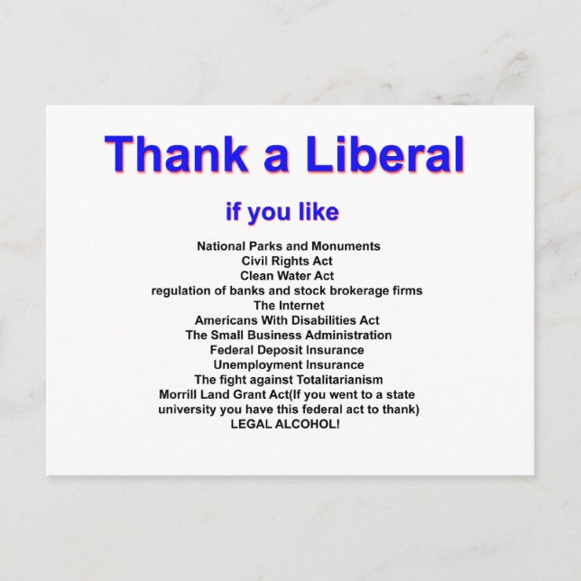 Thank a Liberal Postcard (Front)
