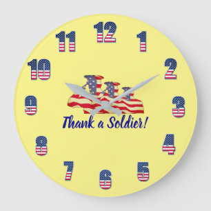 Thank a Soldier Yellow Large Clock
