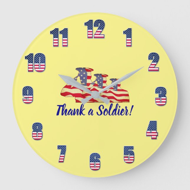 Thank a Soldier Yellow Large Clock (Front)