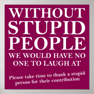 Thank A Stupid Person Funny Poster Sign