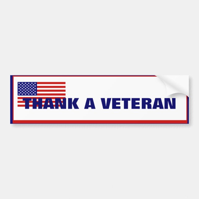 Thank a Veteran American Flag Bumper Sticker (Front)
