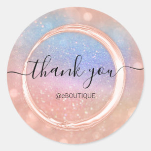 Thank Boutique Business Name Holograph Glitter Classic Round Sticker