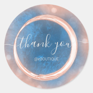 Thank Boutique Shop Business Name Rose Blue Classic Round Sticker