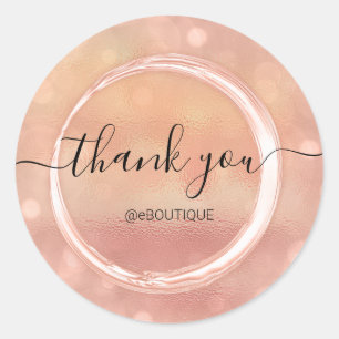 Thank Boutique Shop Business Name Rose Coral Classic Round Sticker