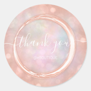 Thank Boutique Shop Business Name Rose Holograph Classic Round Sticker