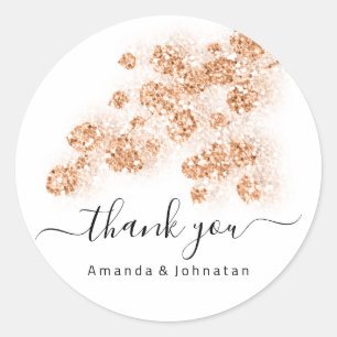 Thank Bridal Sweet16th Floral White Glitter Classic Round Sticker