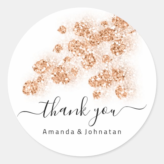 Thank  Bridal Sweet16th Floral White Glitter Classic Round Sticker (Front)