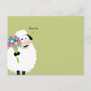 Thank Ewe Sheep with Flowers Thank You