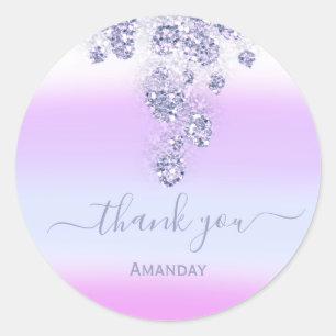Thank Floral Dusty Pink Bridal Sweet 16th Pastel Classic Round Sticker