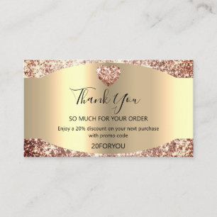 Thank FOR PURCHASE Heart Discount Code Logo Rose Business Card