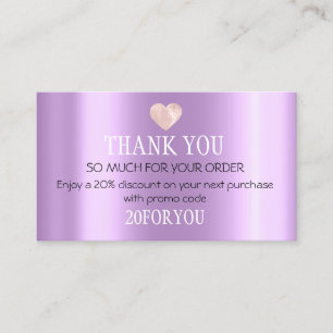 Thank FOR PURCHASE Instagram Discount Code Purple Business Card