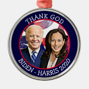 Thank God Biden and Harris Election 2020 Keepsake Metal Tree Decoration