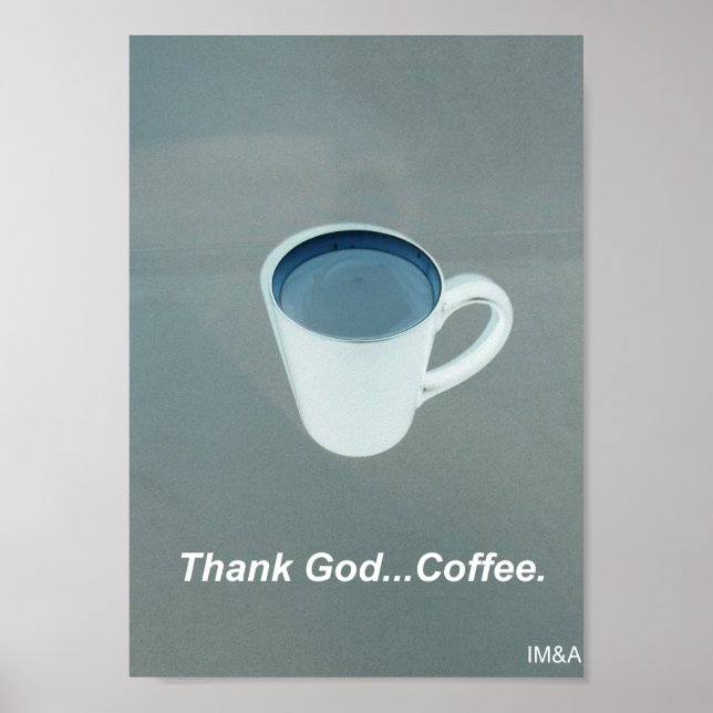 Thank God Coffee White and Blue Poster (Front)