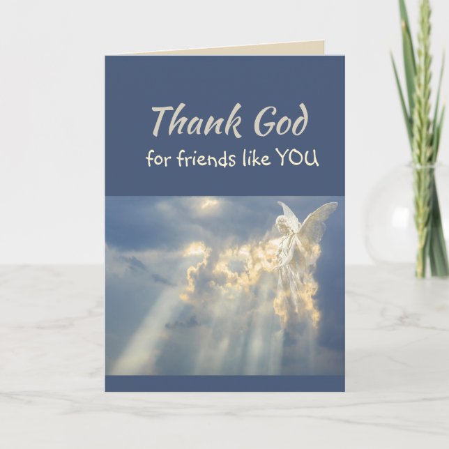 Thank God for Friends like you Angel Clouds Sky Card (Front)