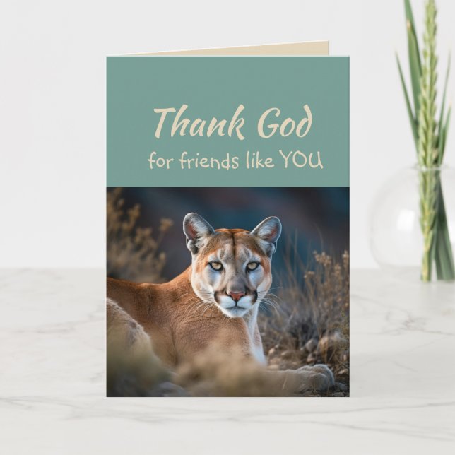 Thank God for Friends like you Cougar Thank You Card (Front)