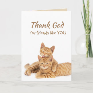 Thank God for Friends like you Orange Cat Card
