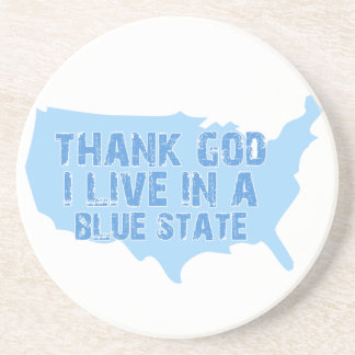 Thank God I Live In A Blue State Coaster