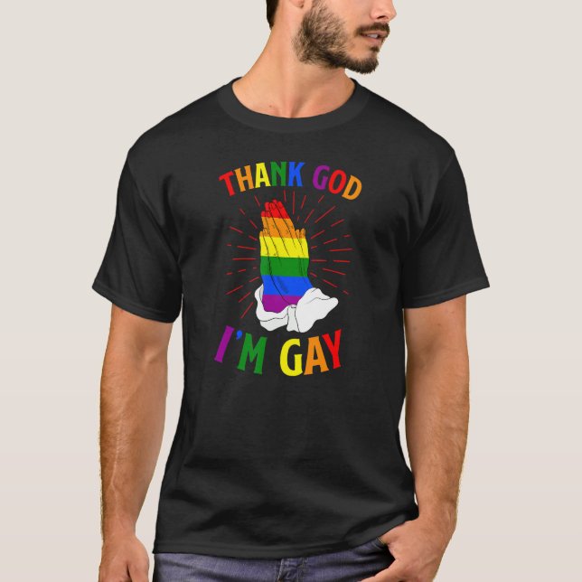 Thank God I'm Gay Lgbtq Christian Gay Pride Church T-Shirt (Front)