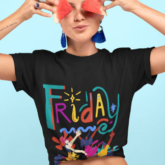 Thank God It's Friday | Funny Colourful Friday Mem T-Shirt