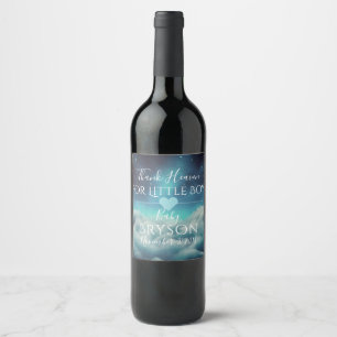 Thank Heaven for Little Boys  Clouds & Starry Sky Wine Label