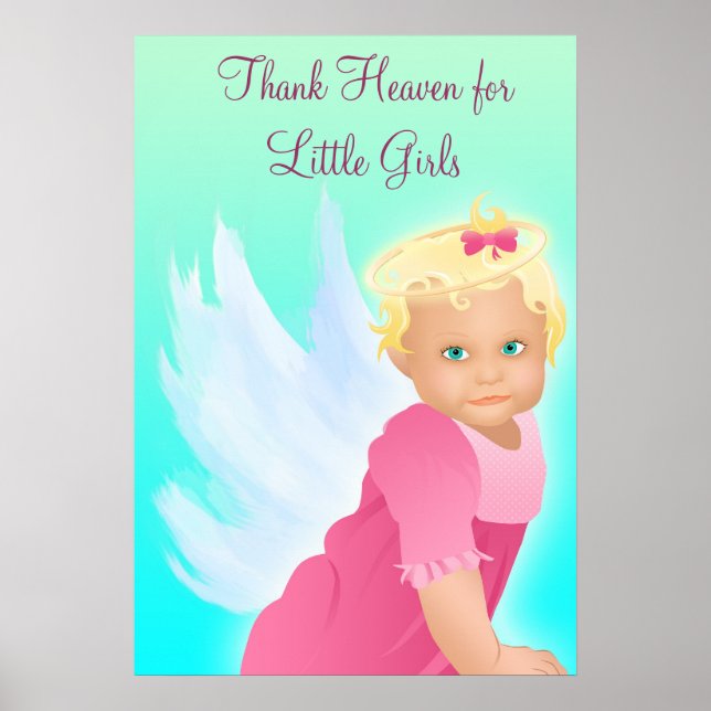Thank Heaven for Little Girls Baby Shower Banner Poster (Front)