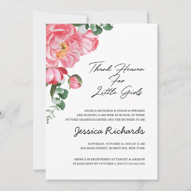 Thank Heaven for Little Girls Shower Invitation (Front)
