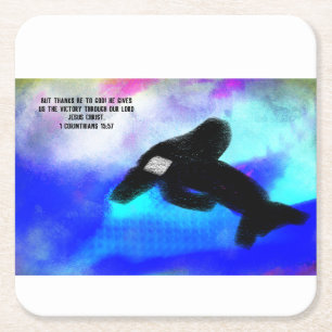thank jesus square paper coaster