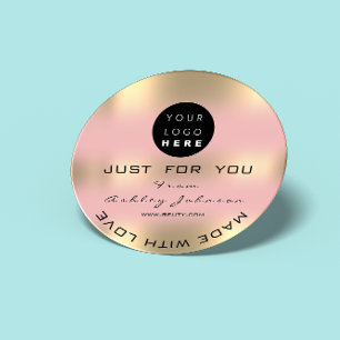 Thank Logo Holograph Made Rose Ombre Gold Classic Round Sticker