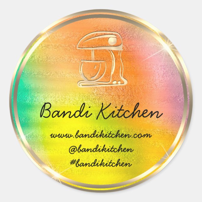 Thank Logo Kitchen Cooking Chef Yellow GreenGold   Classic Round Sticker (Front)