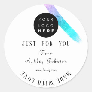 Thank Logo Made With Love White Ocean Strokes Classic Round Sticker