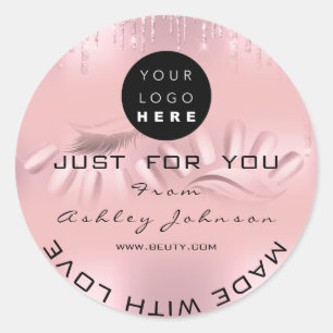 Thank Logo Nails Lashes Rose Drips Ombre Classic Round Sticker