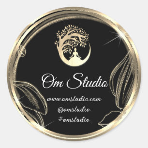 Thank Logo Yoga Mindfulness's Shop Gold Classic Round Sticker