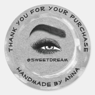 Thank Makeup Artist Lash Cleaner Logo Silver Grey Classic Round Sticker