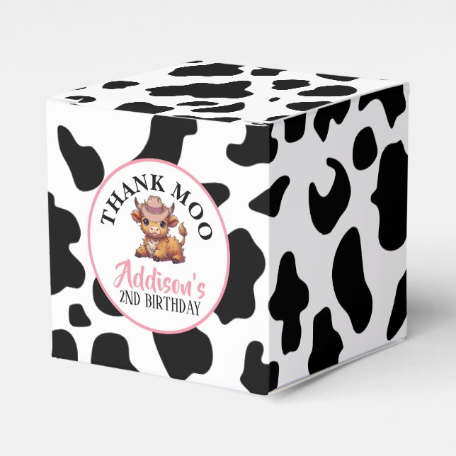 Thank Moo Baby Cow Print  Favour Box (Front Side)