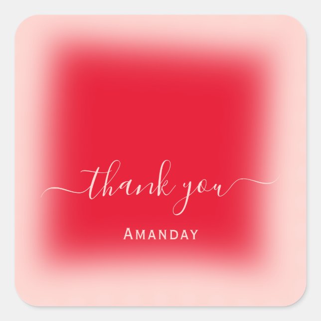 Thank Name Blush Red Pink  Bridal Sweet16 Square Sticker (Front)